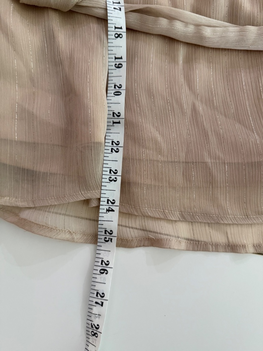 Tan & Gold Flutter Sleeve Blouse, Size L - Picture 11 of 11